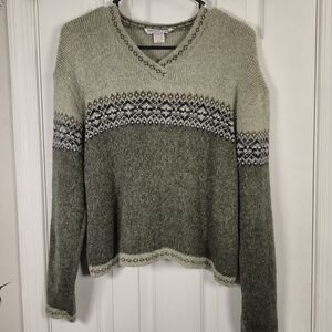 Vintage Private Eyes Fair Isle V-Neck Sweater Size L